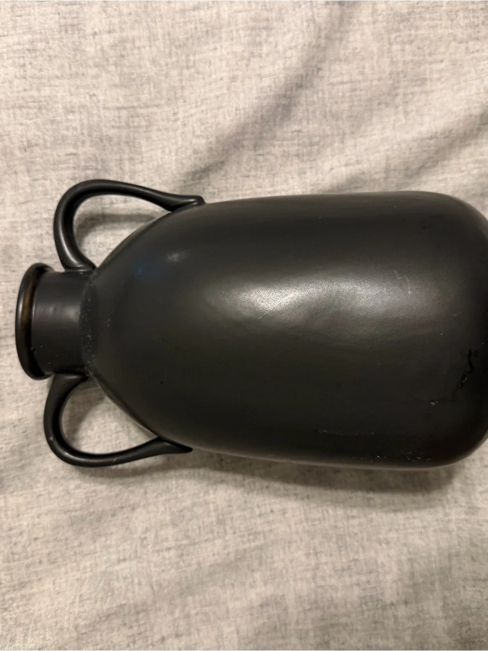 Matte Black Double-Handled Ceramic Vase
